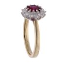 18ct Yellow And White Gold Ruby And Diamond Cluster Ring
