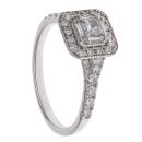 18ct White Gold Princess, Baguette and Brilliant Cut Diamond Cluster Ring
