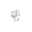 Sterling Silver Rectangular Halo Cubic Zirconia Cocktail Ring