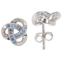 Silver Cubic Zirconia and Blue Gemstone Stud Earrings