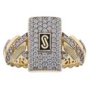 14ct Yellow Gold Monaco Edge Alternative Pave Link Signet Ring