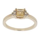 9ct Yellow Gold 0.04ct Diamond And Created Citrine Single Stone Ring