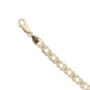 9ct Yellow and White Gold Diamond Cut Double Curb Bracelet 7"