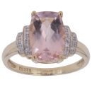 9ct Yellow Gold 0.10ct Brilliant Cut Diamond and Morganite Ring