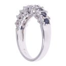18ct White Gold 0.15ct Diamond And Sapphire Three Row Ring