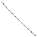 9ct Yellow Gold 0.05ct Brilliant Cut Diamond and Amethyst Bracelet 7.5"