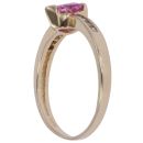 14ct Yellow Gold 0.10ct Diamond and Pink Sapphire Single Stone Ring