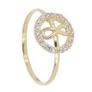 14ct Yellow Gold Infinity Halo Cubic Zirconia Stone Set Ring