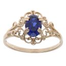 14ct Yellow Gold Created Sapphire Single Stone Ring