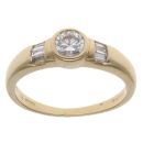 18ct Yellow Gold 0.50ct Brilliant And Baguette Cut Diamond Solitaire Ring