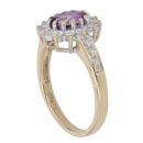 9ct Yellow Gold Amethyst and Cubic Zirconia Cluster Ring
