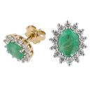 18ct Yellow Gold Emerald and Diamond Cluster Earrings