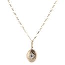 9ct Yellow Gold 0.02ct Diamond and Blue Gemstone Locket and Chain 20"