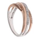 9ct White and Rose Gold 0.15ct Diamond Crossover Ring