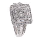 14ct White Gold 1.00ct Brilliant, Princess and Baguette Cut Diamond Cluster Ring