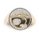 14ct Yellow Gold Cubic Zirconia Panther Signet Ring