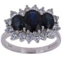 18ct White Gold 0.75ct Brilliant Cut Diamond and Sapphire Cluster Ring