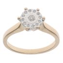 9ct Yellow Gold 0.10ct Diamond Cluster Ring
