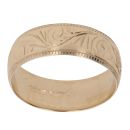9ct Yellow Gold Patterned Wedding Band 6mm
