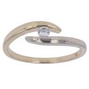 9ct Yellow and White Gold Cubic Zirconia Single Stone Ring