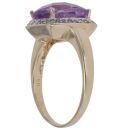 9ct Yellow Gold 0.07ct Diamond and Amethyst Cluster Ring