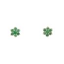 9ct Yellow Gold Emerald Cluster Stud Earrings