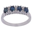 9ct White Gold 0.10ct Diamond And Sapphire Ring