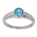 9ct White Gold Cubic Zirconia and Blue Topaz Ring