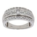 18ct White Gold 0.75ct Diamond Three Row Fancy Ring
