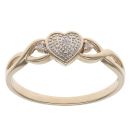9ct Yellow Gold 0.01ct Diamond Heart Ring