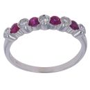 18ct White Gold 0.25ct Brilliant Cut Diamond and Created Ruby Eternity Ring