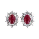 9ct Yellow Gold Ruby and Diamond Cluster Earrings