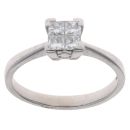 Platinum 0.55ct Princess Cut Diamond Cluster Ring