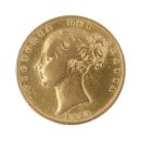 1860 Victoria Young Head Shield UK Full Sovereign Coin