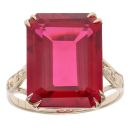 9ct Yellow Gold Created Ruby Diamond Cut Ring