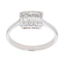 18ct White Gold 0.35ct Brilliant And Baguette Cut Diamond Cluster Ring