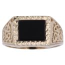 9ct Yellow Gold Patterned Onyx Signet Ring