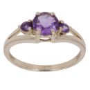 9ct Yellow Gold Amethyst Three Stone Ring
