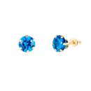 9ct Yellow Gold Blue Cubic Zirconia Stud Earrings 5mm
