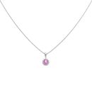 18ct White Gold 0.12ct Diamond And Pink Sapphire Cluster Pendant And Chain 16"