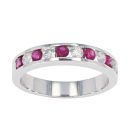 9ct White Gold Diamond And Ruby Half Eternity Ring by Anya Belle
