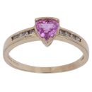 14ct Yellow Gold 0.10ct Diamond and Pink Sapphire Single Stone Ring
