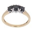 18ct Yellow Gold 1.00ct Brilliant Cut Black Diamond Trilogy Ring