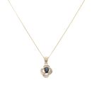 9ct Yellow Gold Brilliant Cut 0.16ct Diamond and Oval Sapphire Pendant and Chain 18"