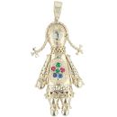 9ct Yellow Gold Multi Gemstone Ragdoll Pendant