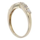 9ct Yellow Gold 0.02ct Diamond and Opal Wishbone Ring