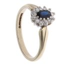 9ct Yellow Gold 0.10ct Diamond and Sapphire Cluster Ring