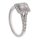 Platinum 0.78ct Emerald And Brilliant Cut Diamond Cluster Ring