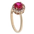 9ct Yellow Gold Created Ruby And Cubic Zirconia Cluster Ring
