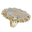 14ct Yellow And White Gold Greek Key Oval Fancy Ring